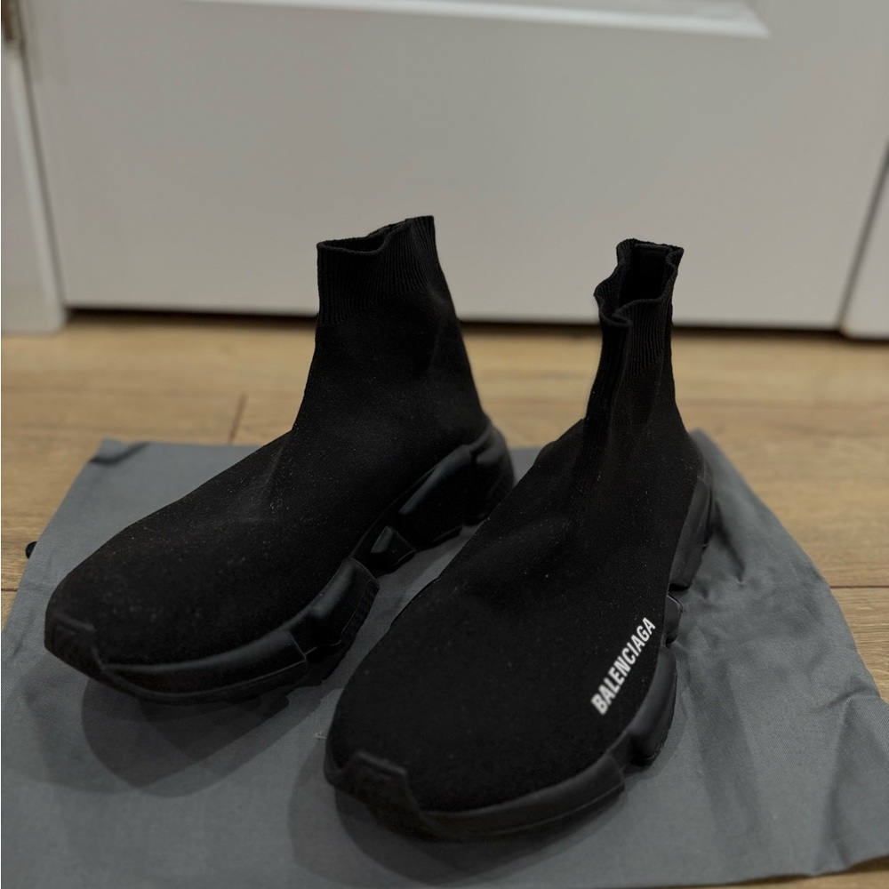 Balenciaga Black Knit High-Top Sneakers